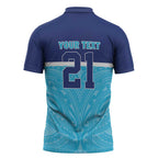 Queensland Samoa Custom Zipper Polo Shirt Blue Pacific Polynesian Tribal Pattern - Aussie Hoodie