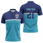 Queensland Samoa Custom Zipper Polo Shirt Blue Pacific Polynesian Tribal Pattern - Aussie Hoodie