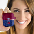 Queensland Samoa Custom AirPods Case Maroon-Blue Pacific Polynesian Tribal Pattern - Aussie Hoodie