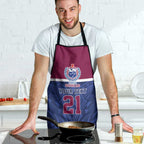 Queensland Samoa Custom Apron Maroon-Blue Pacific Polynesian Tribal Pattern - Aussie Hoodie