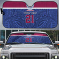 Queensland Samoa Custom Auto Sun Shade Maroon-Blue Pacific Polynesian Tribal Pattern - Aussie Hoodie
