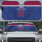 Queensland Samoa Custom Auto Sun Shade Maroon-Blue Pacific Polynesian Tribal Pattern - Aussie Hoodie