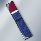 Queensland Samoa Custom Auto Sun Shade Maroon-Blue Pacific Polynesian Tribal Pattern - Aussie Hoodie