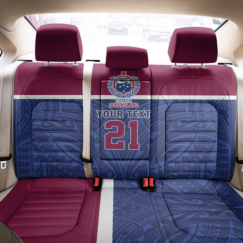 Queensland Samoa Custom Back Car Seat Cover Maroon-Blue Pacific Polynesian Tribal Pattern
