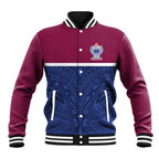 Queensland Samoa Custom Baseball Jacket Maroon-Blue Pacific Polynesian Tribal Pattern