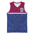Queensland Samoa Custom Basketball Jersey Maroon-Blue Pacific Polynesian Tribal Pattern - Aussie Hoodie