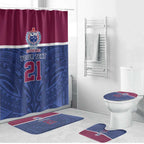 Queensland Samoa Custom Bathroom Set Maroon-Blue Pacific Polynesian Tribal Pattern - Aussie Hoodie