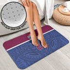 Queensland Samoa Custom Bathroom Set Maroon-Blue Pacific Polynesian Tribal Pattern - Aussie Hoodie