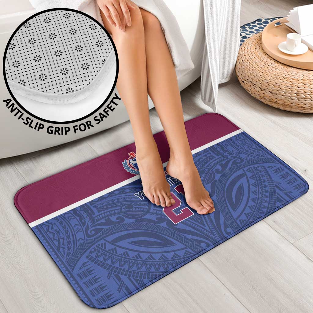 Queensland Samoa Custom Bathroom Set Maroon-Blue Pacific Polynesian Tribal Pattern - Aussie Hoodie
