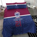 Queensland Samoa Custom Bedding Set Maroon-Blue Pacific Polynesian Tribal Pattern