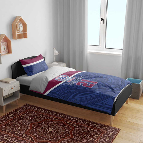 Queensland Samoa Custom Bedding Set Maroon-Blue Pacific Polynesian Tribal Pattern