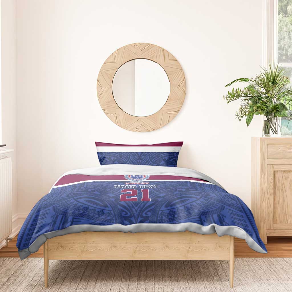 Queensland Samoa Custom Bedding Set Maroon-Blue Pacific Polynesian Tribal Pattern