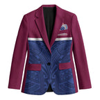 Queensland Samoa Custom Blazer Maroon-Blue Pacific Polynesian Tribal Pattern - Aussie Hoodie