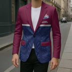 Queensland Samoa Custom Blazer Maroon-Blue Pacific Polynesian Tribal Pattern - Aussie Hoodie