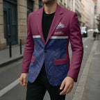 Queensland Samoa Custom Blazer Maroon-Blue Pacific Polynesian Tribal Pattern - Aussie Hoodie