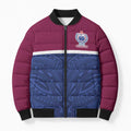 Queensland Samoa Custom Bomber Puffer Jacket Maroon-Blue Pacific Polynesian Tribal Pattern - Aussie Hoodie