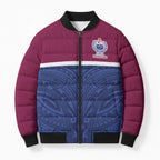 Queensland Samoa Custom Bomber Puffer Jacket Maroon-Blue Pacific Polynesian Tribal Pattern - Aussie Hoodie