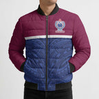 Queensland Samoa Custom Bomber Puffer Jacket Maroon-Blue Pacific Polynesian Tribal Pattern - Aussie Hoodie