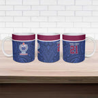 Queensland Samoa Custom Ceramic Mug Maroon-Blue Pacific Polynesian Tribal Pattern - Aussie Hoodie