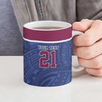 Queensland Samoa Custom Ceramic Mug Maroon-Blue Pacific Polynesian Tribal Pattern - Aussie Hoodie
