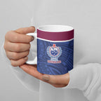 Queensland Samoa Custom Ceramic Mug Maroon-Blue Pacific Polynesian Tribal Pattern - Aussie Hoodie
