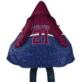 Queensland Samoa Custom Cloak Maroon-Blue Pacific Polynesian Tribal Pattern - Aussie Hoodie