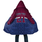 Queensland Samoa Custom Cloak Maroon-Blue Pacific Polynesian Tribal Pattern - Aussie Hoodie