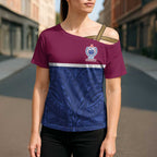 Queensland Samoa Custom Cross Shoulder Shirt Maroon-Blue Pacific Polynesian Tribal Pattern - Aussie Hoodie