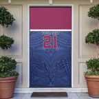 Queensland Samoa Custom Door Cover Maroon-Blue Pacific Polynesian Tribal Pattern - Aussie Hoodie