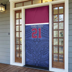 Queensland Samoa Custom Door Cover Maroon-Blue Pacific Polynesian Tribal Pattern - Aussie Hoodie