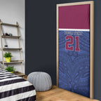 Queensland Samoa Custom Door Cover Maroon-Blue Pacific Polynesian Tribal Pattern - Aussie Hoodie