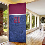 Queensland Samoa Custom Door Cover Maroon-Blue Pacific Polynesian Tribal Pattern - Aussie Hoodie