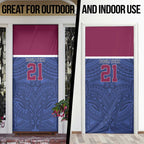 Queensland Samoa Custom Door Cover Maroon-Blue Pacific Polynesian Tribal Pattern - Aussie Hoodie