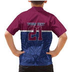 Queensland Samoa Custom Family Matching Mermaid Dress and Hawaiian Shirt Maroon-Blue Pacific Polynesian Tribal Pattern