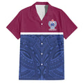 Queensland Samoa Custom Family Matching Short Sleeve Bodycon Dress and Hawaiian Shirt Maroon-Blue Pacific Polynesian Tribal Pattern