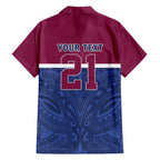 Queensland Samoa Custom Family Matching Tank Maxi Dress and Hawaiian Shirt Maroon-Blue Pacific Polynesian Tribal Pattern