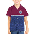 Queensland Samoa Custom Hawaiian Shirt Maroon-Blue Pacific Polynesian Tribal Pattern