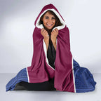 Queensland Samoa Custom Hooded Blanket Maroon-Blue Pacific Polynesian Tribal Pattern