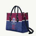 Queensland Samoa Custom Leather Bag Maroon-Blue Pacific Polynesian Tribal Pattern - Aussie Hoodie