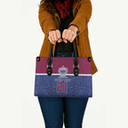 Queensland Samoa Custom Leather Bag Maroon-Blue Pacific Polynesian Tribal Pattern - Aussie Hoodie