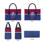 Queensland Samoa Custom Leather Bag Maroon-Blue Pacific Polynesian Tribal Pattern - Aussie Hoodie