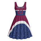 Queensland Samoa Custom Midi Dress Maroon-Blue Pacific Polynesian Tribal Pattern - Aussie Hoodie