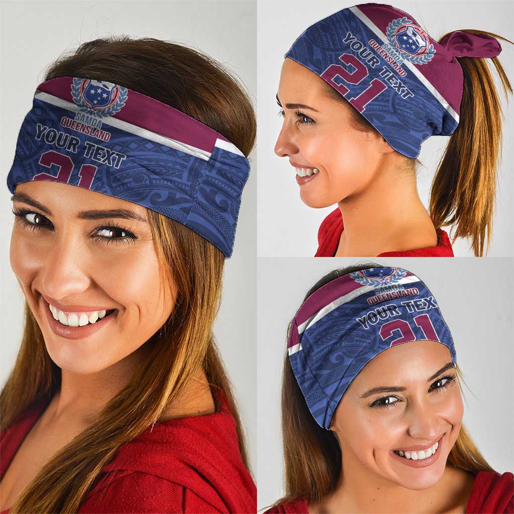 Queensland Samoa Custom Neck Gaiter Maroon-Blue Pacific Polynesian Tribal Pattern - Aussie Hoodie
