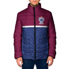 Queensland Samoa Custom Padded Jacket Maroon-Blue Pacific Polynesian Tribal Pattern - Aussie Hoodie