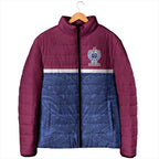 Queensland Samoa Custom Padded Jacket Maroon-Blue Pacific Polynesian Tribal Pattern - Aussie Hoodie