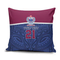 Queensland Samoa Custom Pillow Cover Maroon-Blue Pacific Polynesian Tribal Pattern - Aussie Hoodie