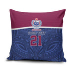 Queensland Samoa Custom Pillow Cover Maroon-Blue Pacific Polynesian Tribal Pattern - Aussie Hoodie
