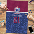 Queensland Samoa Custom Puzzle Maroon-Blue Pacific Polynesian Tribal Pattern - Aussie Hoodie