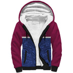 Queensland Samoa Custom Sherpa Hoodie Maroon-Blue Pacific Polynesian Tribal Pattern