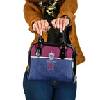 Queensland Samoa Custom Shoulder Handbag Maroon-Blue Pacific Polynesian Tribal Pattern